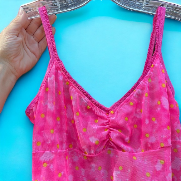 Vintage 1999 Lingerie Nightie Set Sheer Mesh Flutter Short Kawaii - Picture 4 of 5